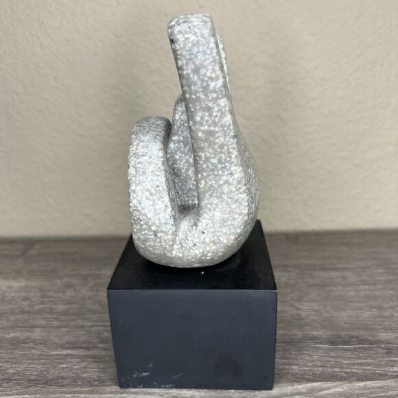 Rock On Hand Gesture Sculpture Statue 7" Stone Hand Art Trophy Gift Bookend - Picture 2 of 8